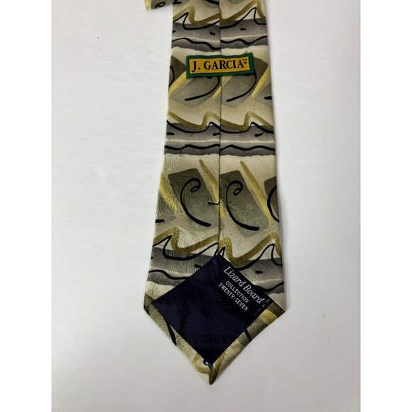 Jerry Garcia Silk Tie Collection 27 Abstract Wave Beige Gold Gray Mens - Picture 3 of 6